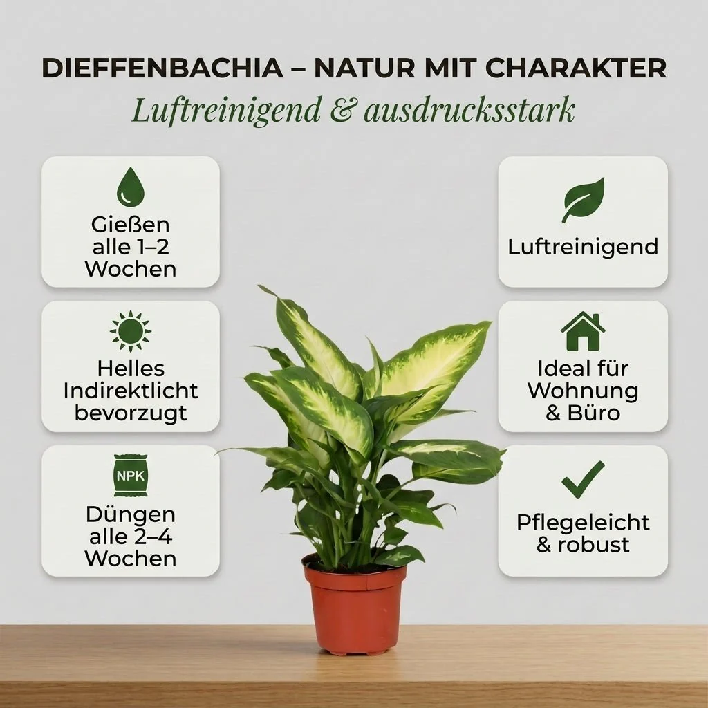 Dieffenbachia + 2x Zinktopf | 2er-Set | ca. 40-50 cm | Ø 12-15 cm Topf - Image 4