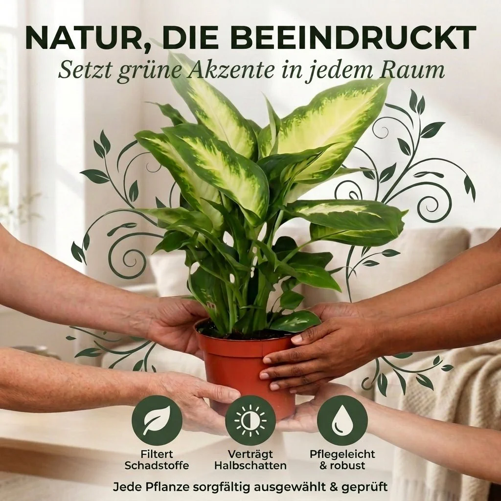 Dieffenbachia + 3x Zinktopf | 3er-Set | ca. 40-50 cm | Ø 12-15 cm Topf - Image 5