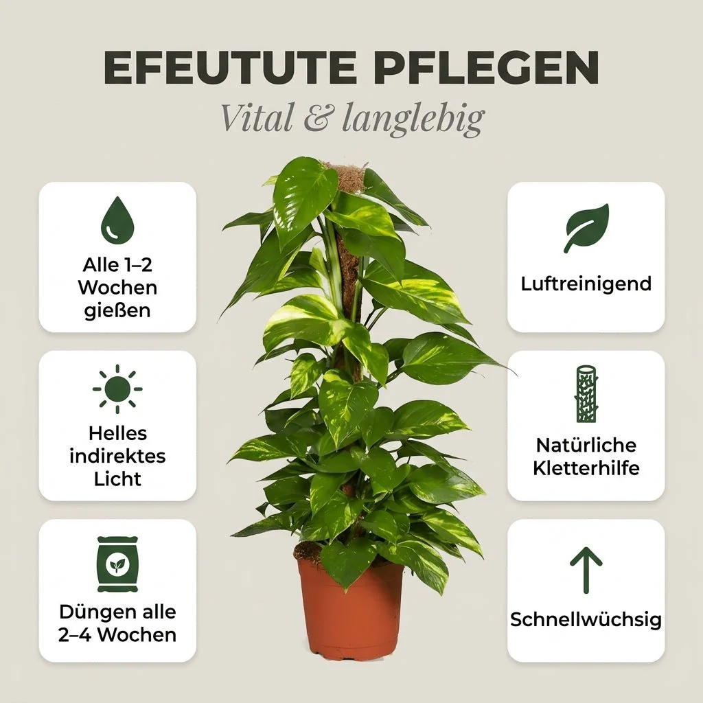 Efeutute am Moosstab + 2x Zinktopf | 2er-Set | Epipremnum Aureum | ca. 50-60 cm | Ø 12-15 cm Topf - Image 4