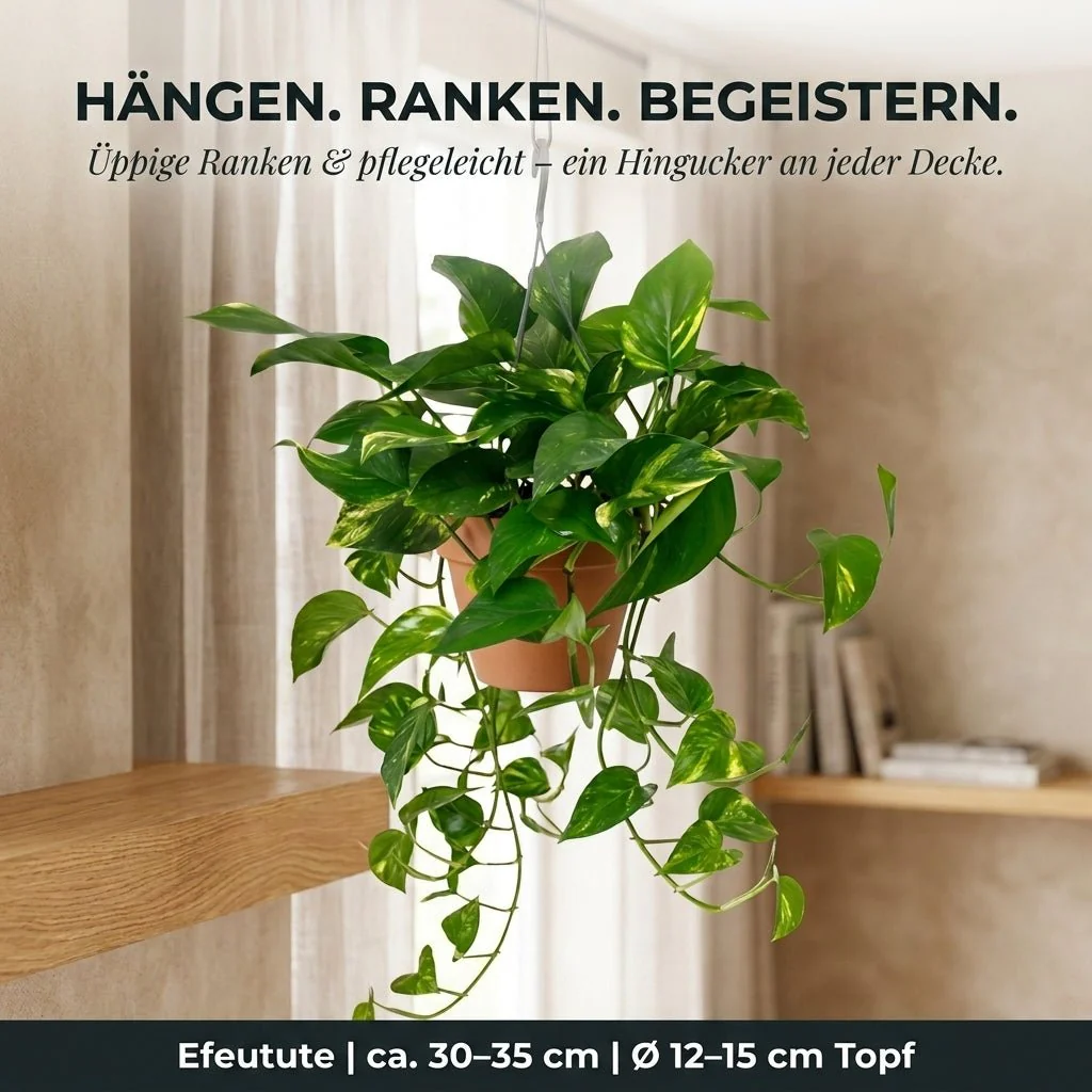 Efeutute (hängend) + 2x Zinktopf | 2er-Set | Epipremnum aureum | ca. 30-35 cm | Ø 12-15 cm Topf - Image 3