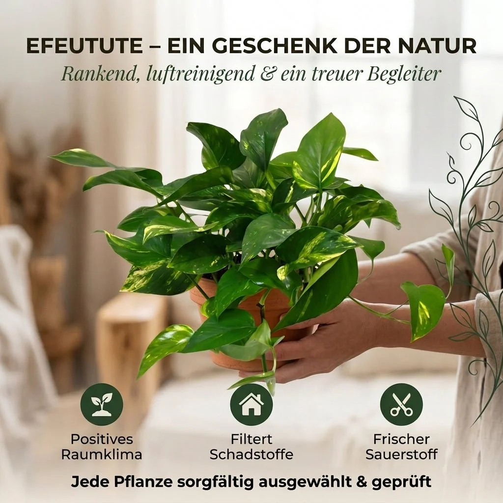 Efeutute (hängend) + 5x Zinktopf | 5er-Set | Epipremnum aureum | ca. 30-35 cm | Ø 12-15 cm Topf - Image 5