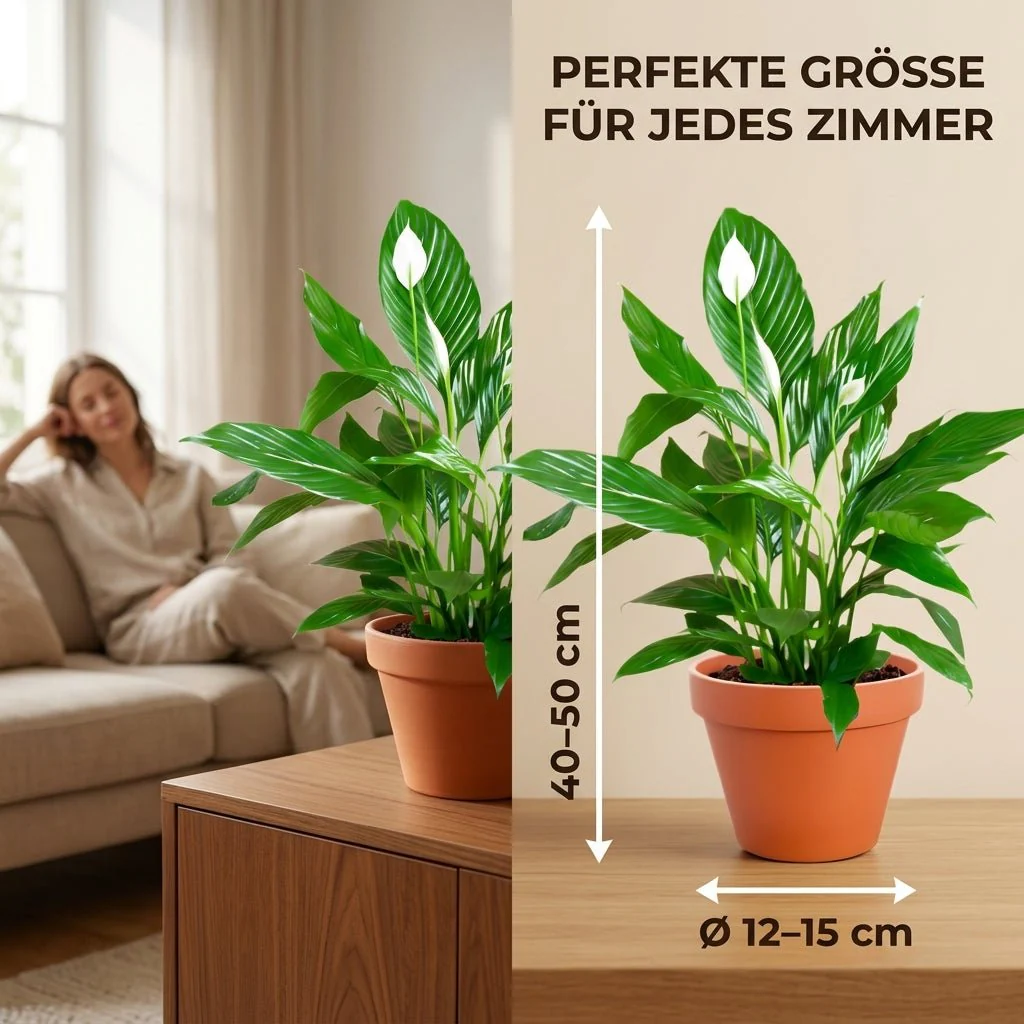 Einblatt + 2x Zinktopf | 2er-Set | Spathiphyllum | ca. 40-50 cm | Ø 12-15 cm Topf - Image 6