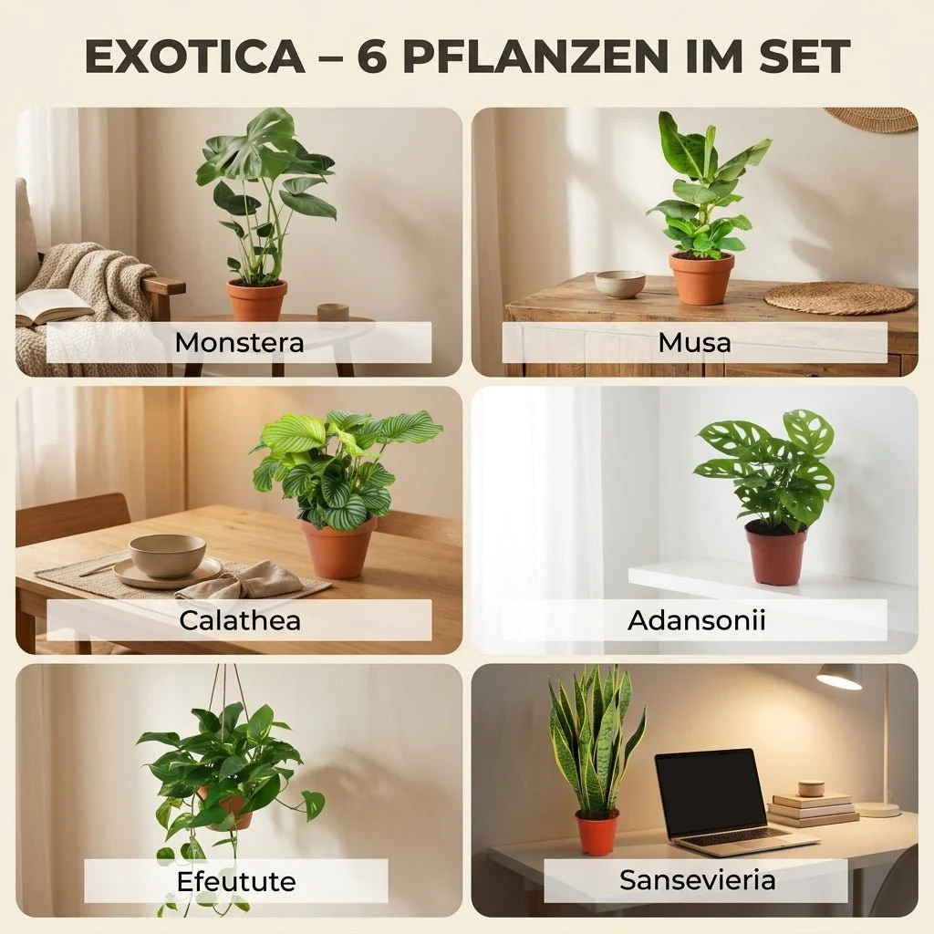 “Exotica” Pflanzenset + 6x Zinktopf | 6er-Set | ca. 25-50 cm | Ø 12-15 cm Topf - Image 3