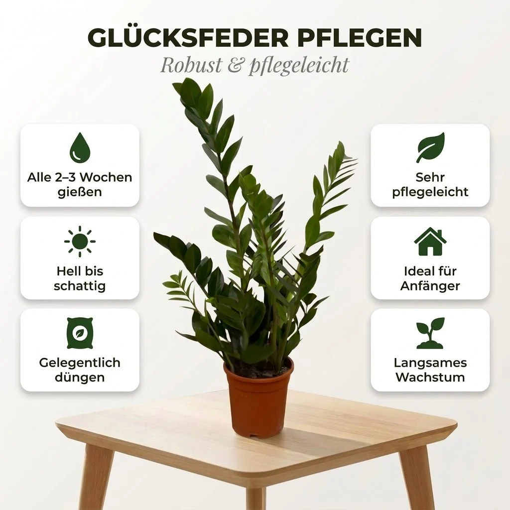 Glücksfeder + 2x Zinktopf | 2er-Set | Zamioculcas zamiifolia | ca. 40-50 cm | Ø 12-15 cm Topf - Image 4