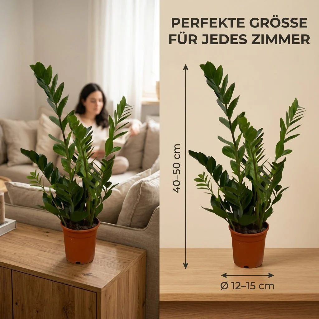 Glücksfeder + 2x Zinktopf | 2er-Set | Zamioculcas zamiifolia | ca. 40-50 cm | Ø 12-15 cm Topf - Image 6