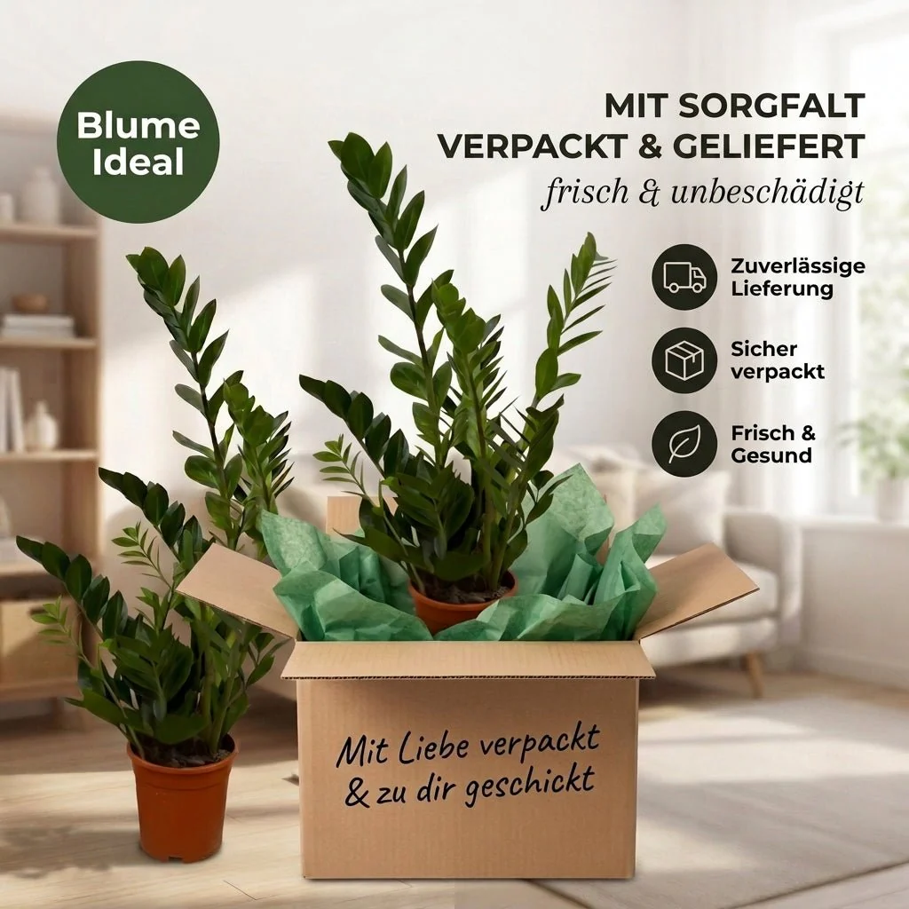 Glücksfeder + 2x Zinktopf | 2er-Set | Zamioculcas zamiifolia | ca. 40-50 cm | Ø 12-15 cm Topf - Image 7