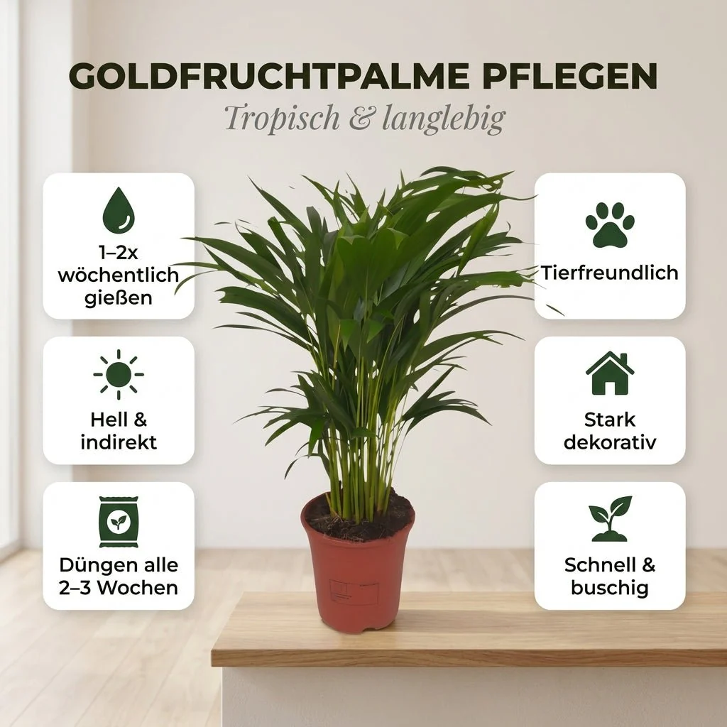 Goldfruchtpalme + 3x Zinktopf | 3er-Set | Dypsis lutescens | ca. 40-50 cm | Ø 12-15 cm Topf - Image 4