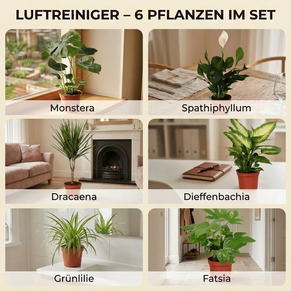 “Luftreiniger” Pflanzen-Set + 6x Zinktopf | 6er-Set | ca. 40-70 cm | Ø 12-15 cm Topf - Image 4