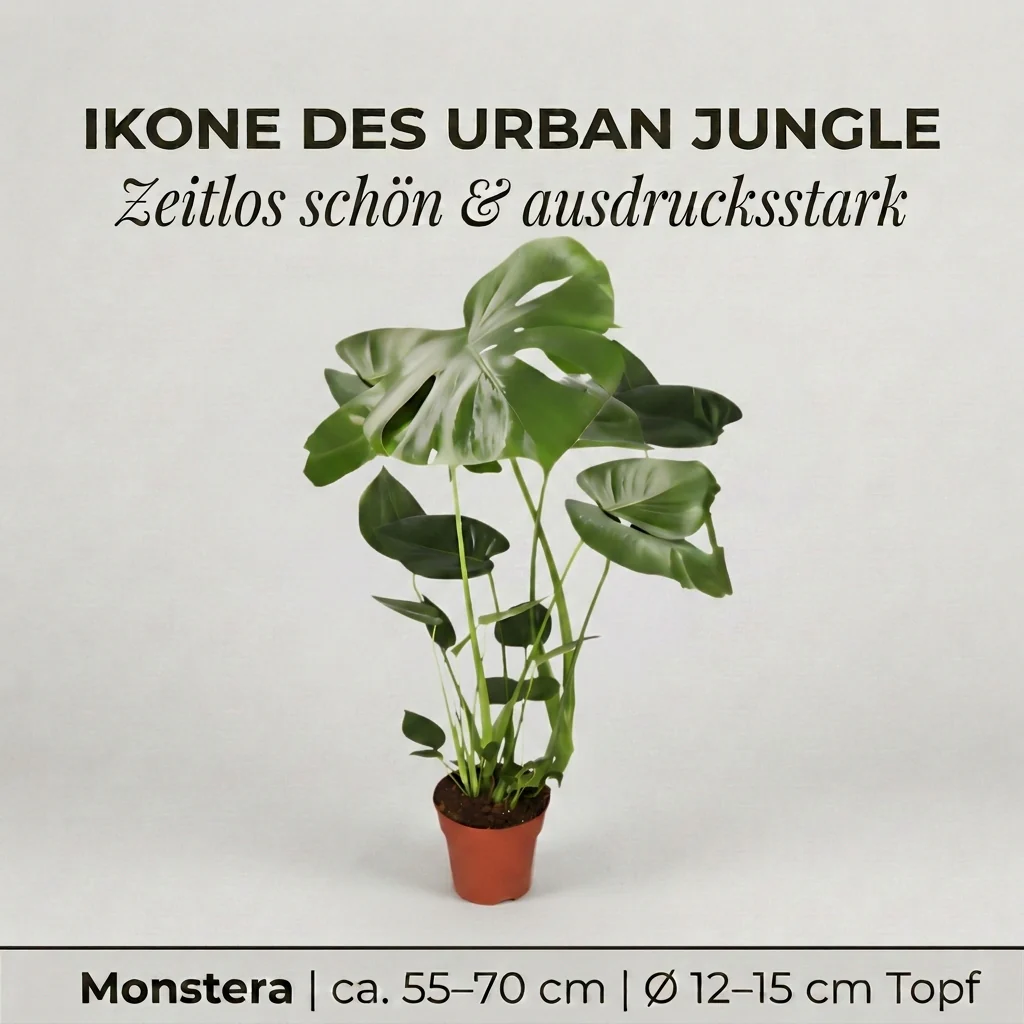 Monstera deliciosa + 2x Zinktopf | 2er-Set | Fensterblatt | ca. 55-70 cm | Ø 12-15 cm Topf - Image 3