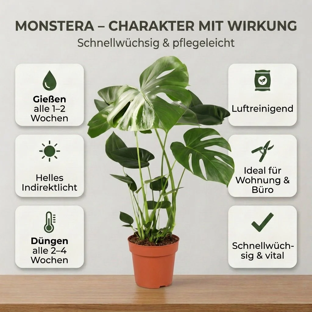 Monstera deliciosa + 3x Zinktopf | 3er-Set | Fensterblatt | ca. 55-70 cm | Ø 12-15 cm Topf - Image 4