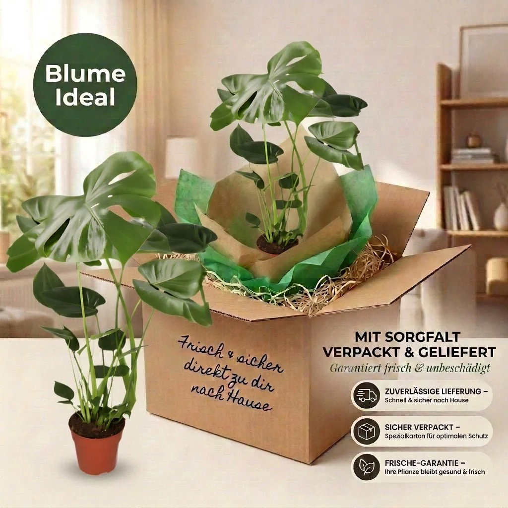 Monstera deliciosa + 4x Zinktopf | 4er-Set | Fensterblatt | ca. 55-70 cm | Ø 12-15 cm Topf - Image 7