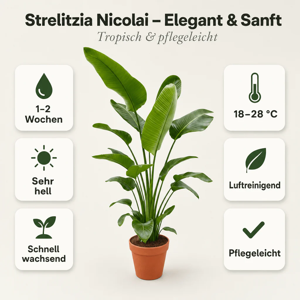 Weiße Paradiesvogelblume + 1x Zinktopf | Strelitzia Nicolai | ca. 45-55 cm | Ø 12-15 cm Topf - Image 4