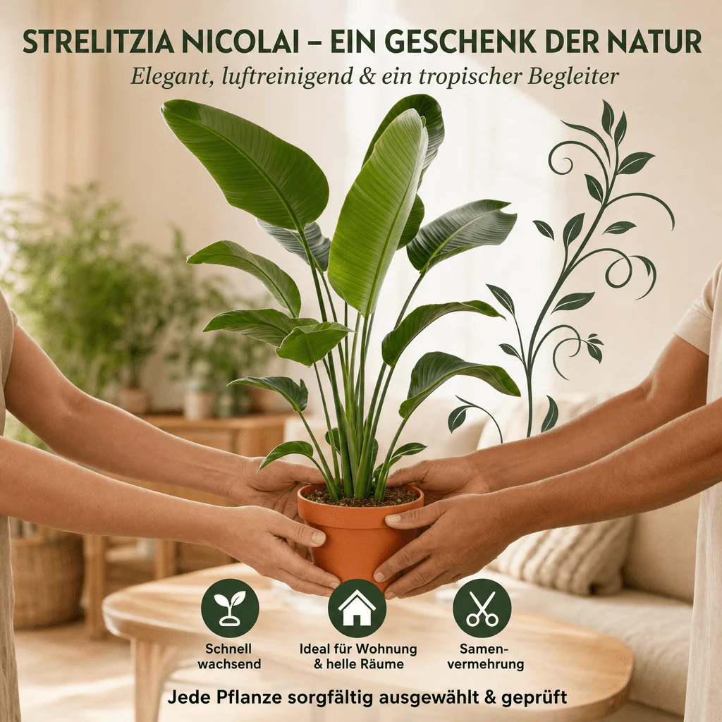 Weiße Paradiesvogelblume + 1x Zinktopf | Strelitzia Nicolai | ca. 45-55 cm | Ø 12-15 cm Topf - Image 5