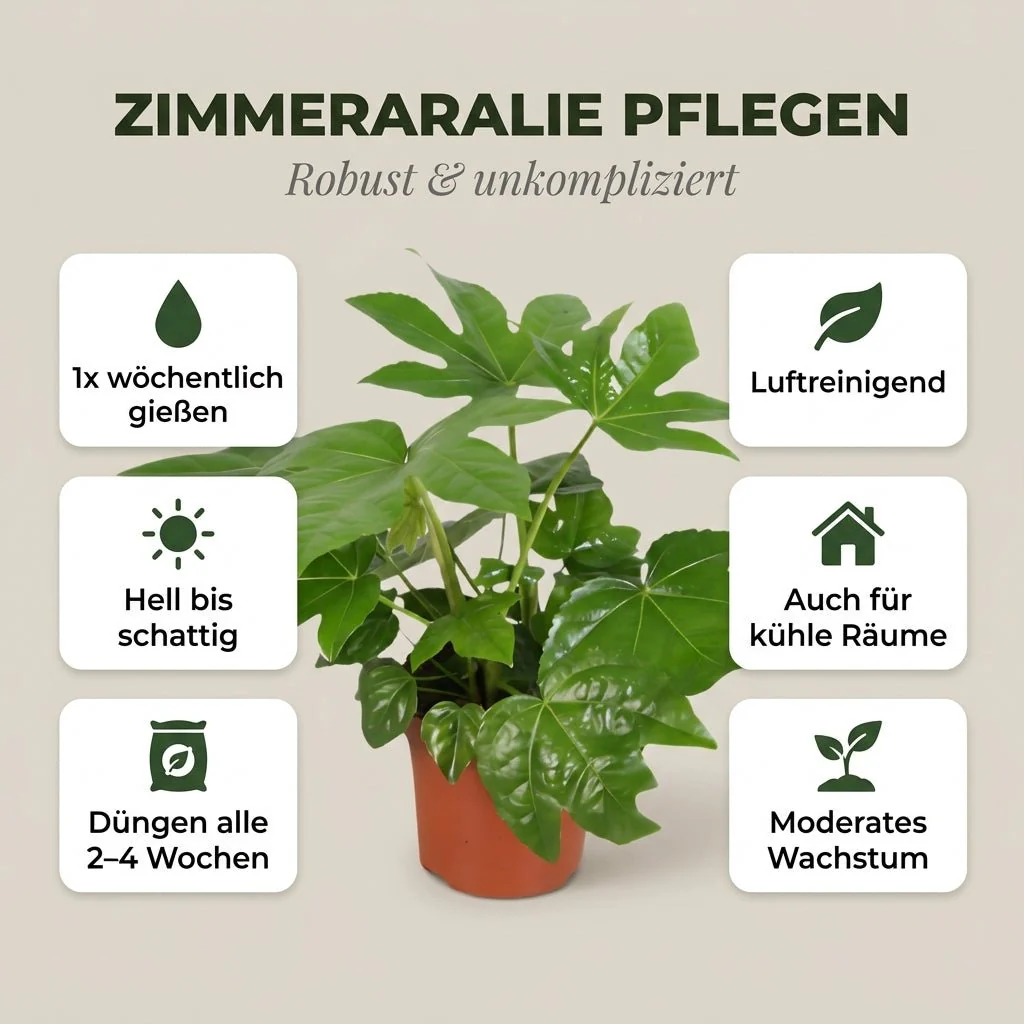 Zimmeraralie + 3x Zinktopf | 3er-Set | Fatsia japonica | ca. 40-50 cm | Ø 12-15 cm Topf - Image 4