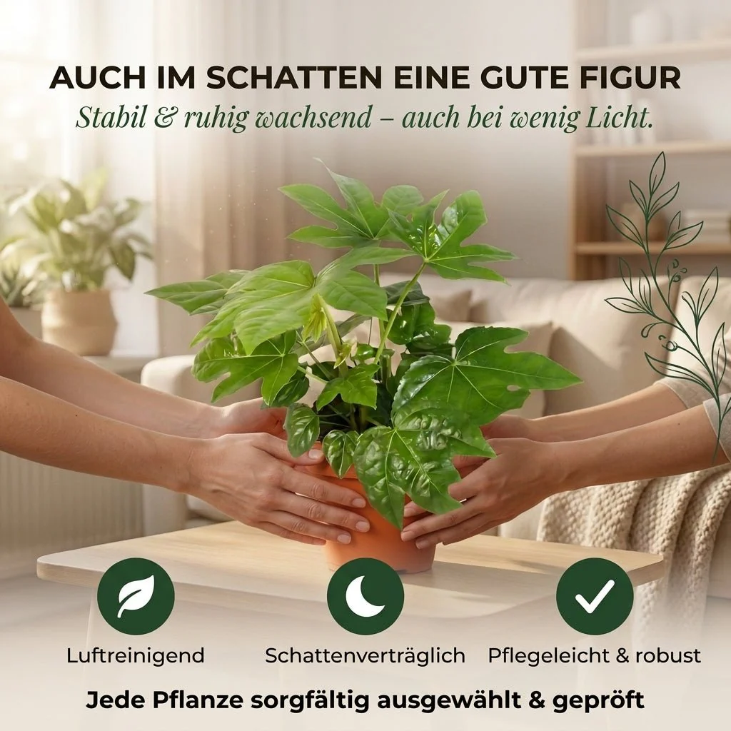 Zimmeraralie + 3x Zinktopf | 3er-Set | Fatsia japonica | ca. 40-50 cm | Ø 12-15 cm Topf - Image 5