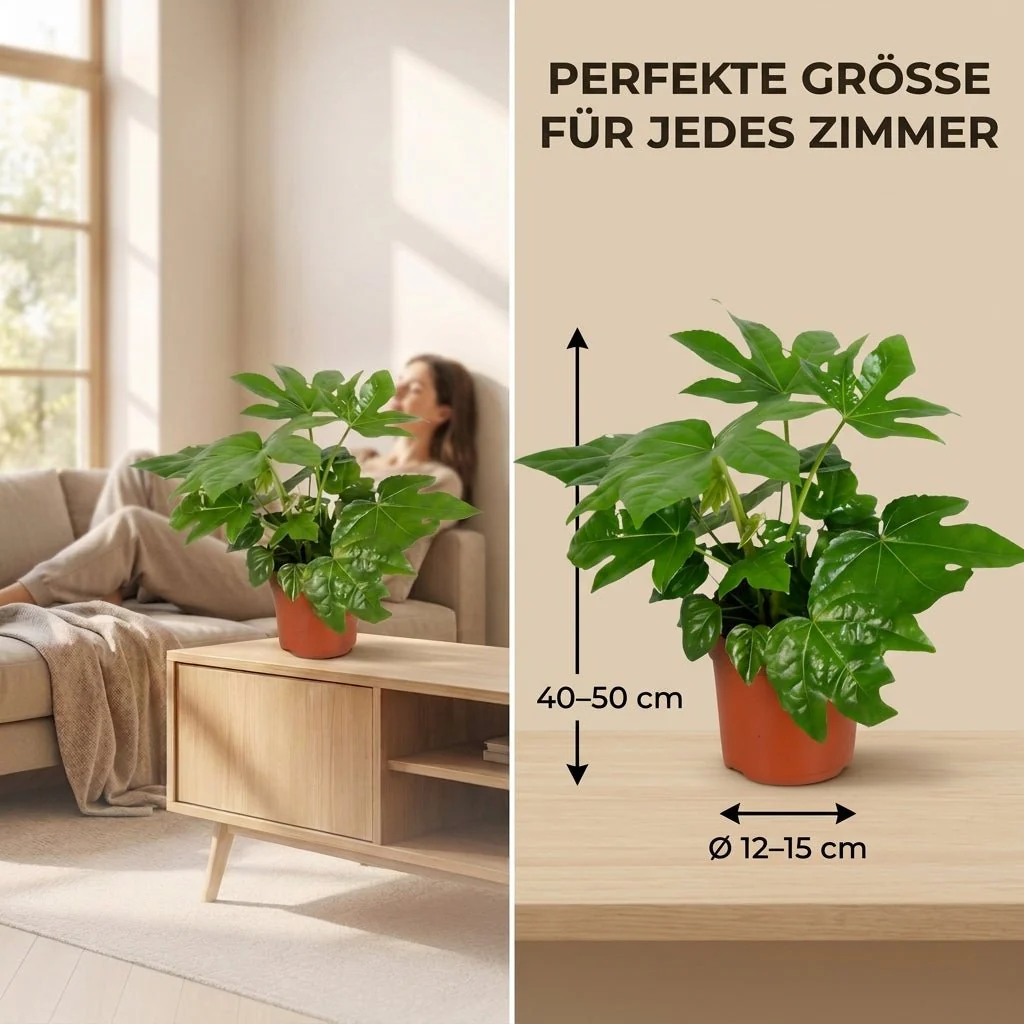 Zimmeraralie + 3x Zinktopf | 3er-Set | Fatsia japonica | ca. 40-50 cm | Ø 12-15 cm Topf - Image 6