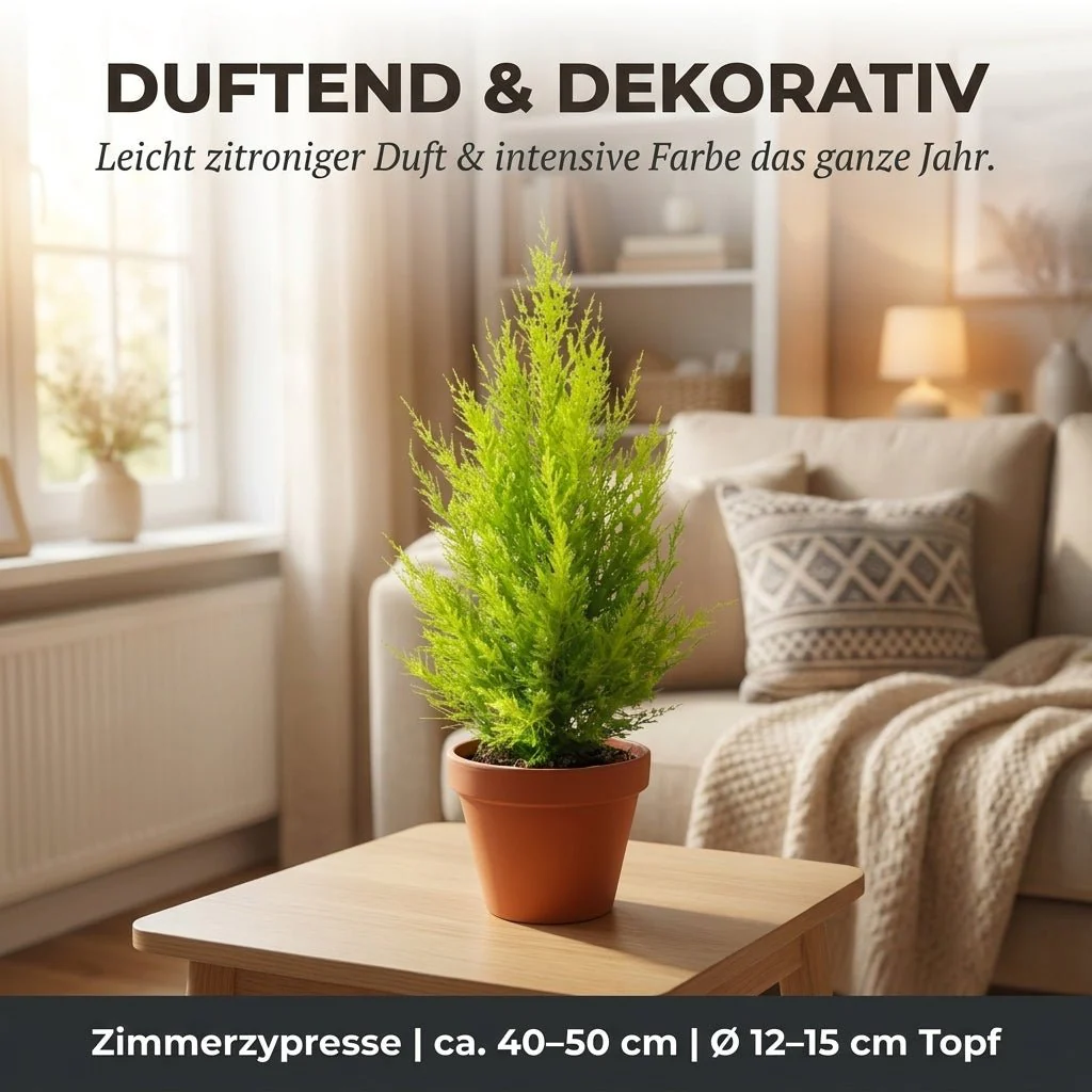 Zimmerzypresse + 2x Zinktopf | 2er-Set | Goldcrest | ca. 40-50 cm | Ø 12-15 cm Topf - Image 3