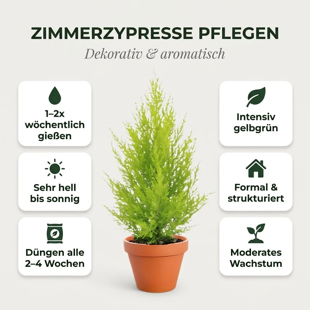 Zimmerzypresse + 3x Zinktopf | 3er-Set | Goldcrest | ca. 40-50 cm | Ø 12-15 cm Topf - Image 4
