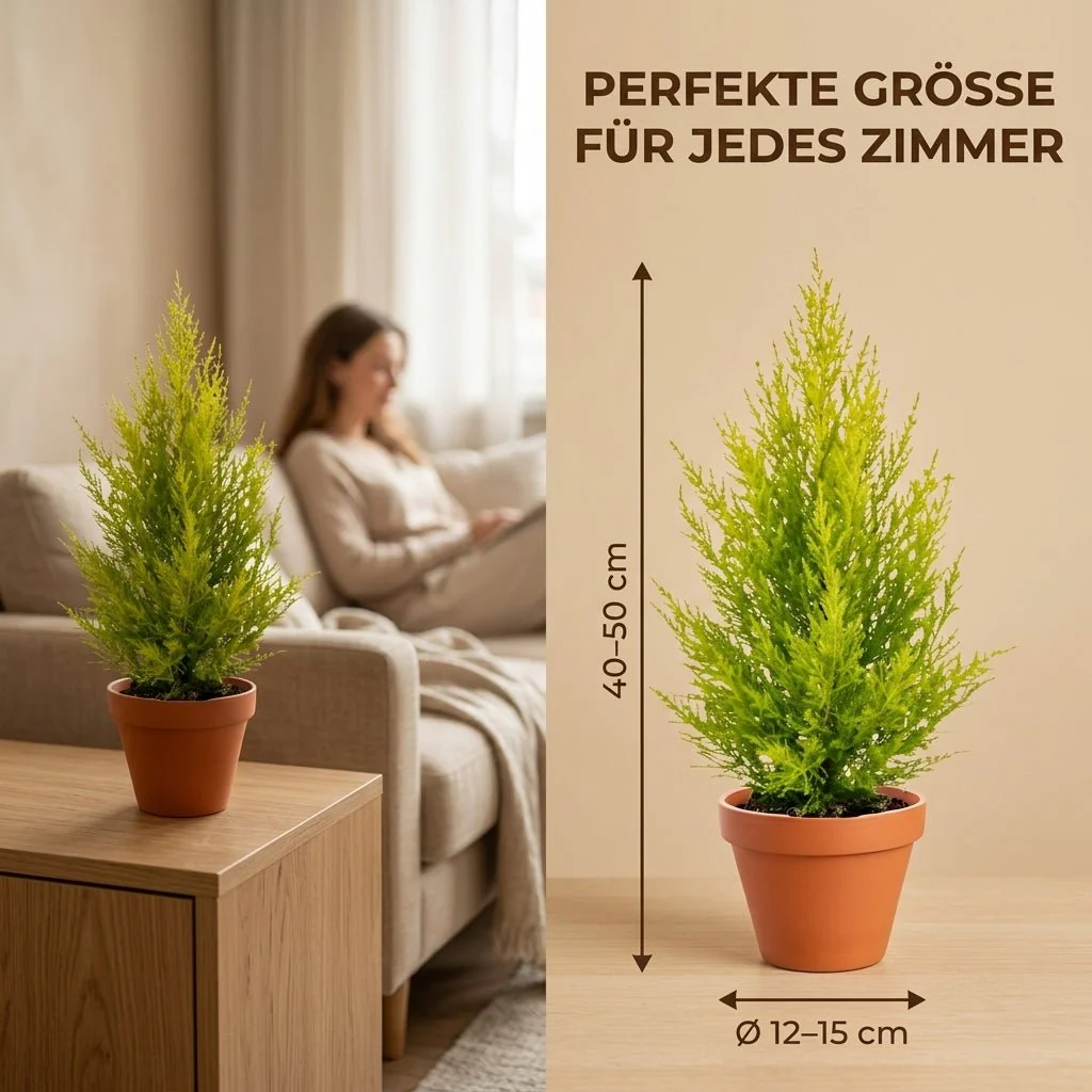 Zimmerzypresse + 3x Zinktopf | 3er-Set | Goldcrest | ca. 40-50 cm | Ø 12-15 cm Topf - Image 6